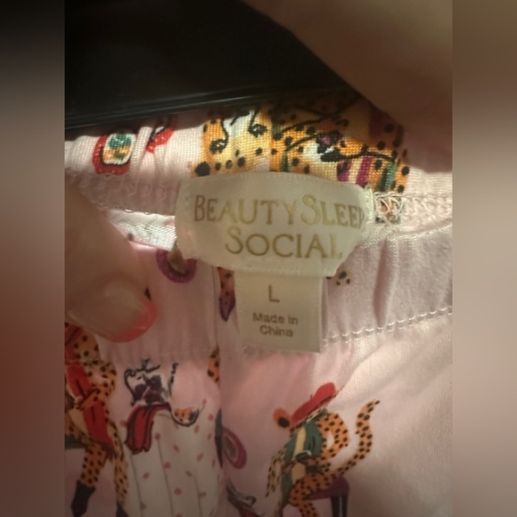 Pink Pajama Pants with Red Polka Dot Trim and Cheetah Novelty Print Size Large - Picture 6 of 7